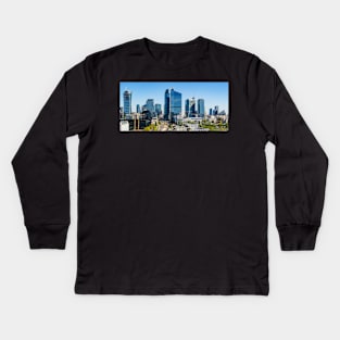 Warsaw city center aerial panorama Kids Long Sleeve T-Shirt